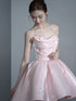 Pink Satin Short Sweetheart Homecoming Dress Prom Dress, Pink Sweetheart Formal Dress